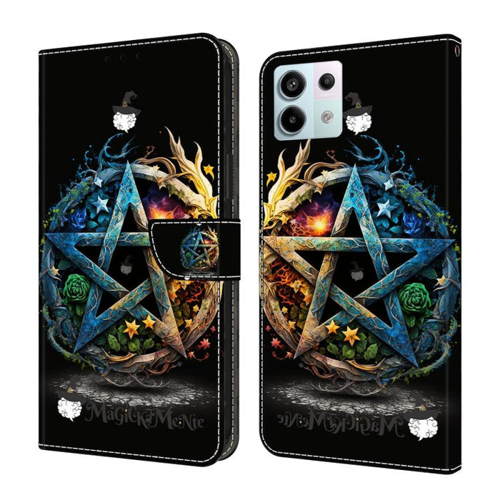 Funda para teléfono de cuero vegano pintado con efecto cristal, For Redmi K70E / Poco X6 Pro, For Redmi Note 13 5G, For Redmi Note 13 Pro+, For Redmi Note 13 Pro 5G