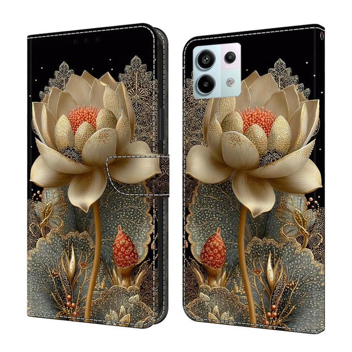 Funda para teléfono de cuero vegano pintado con efecto cristal, For Redmi K70E / Poco X6 Pro, For Redmi Note 13 5G, For Redmi Note 13 Pro+, For Redmi Note 13 Pro 5G