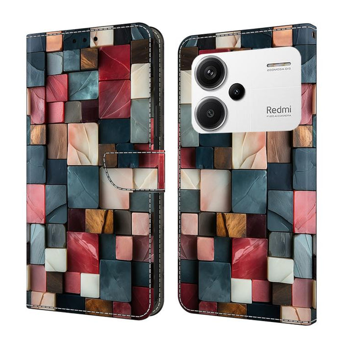 Funda para teléfono de cuero vegano pintado con efecto cristal, For Redmi K70E / Poco X6 Pro, For Redmi Note 13 5G, For Redmi Note 13 Pro+, For Redmi Note 13 Pro 5G