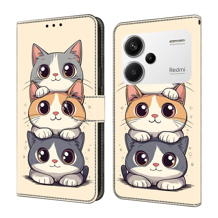 Funda para teléfono de cuero vegano pintado con efecto cristal, For Redmi K70E / Poco X6 Pro, For Redmi Note 13 5G, For Redmi Note 13 Pro+, For Redmi Note 13 Pro 5G