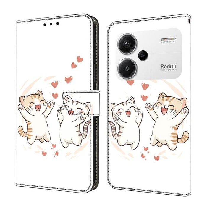 Funda para teléfono de cuero vegano pintado con efecto cristal, For Redmi K70E / Poco X6 Pro, For Redmi Note 13 5G, For Redmi Note 13 Pro+, For Redmi Note 13 Pro 5G
