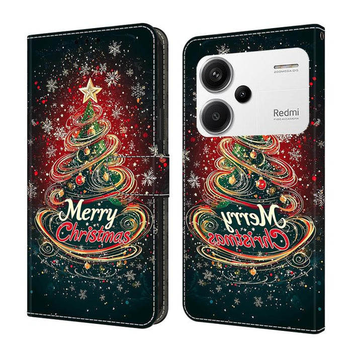 Funda para teléfono de cuero vegano pintado con efecto cristal, For Redmi K70E / Poco X6 Pro, For Redmi Note 13 5G, For Redmi Note 13 Pro+, For Redmi Note 13 Pro 5G