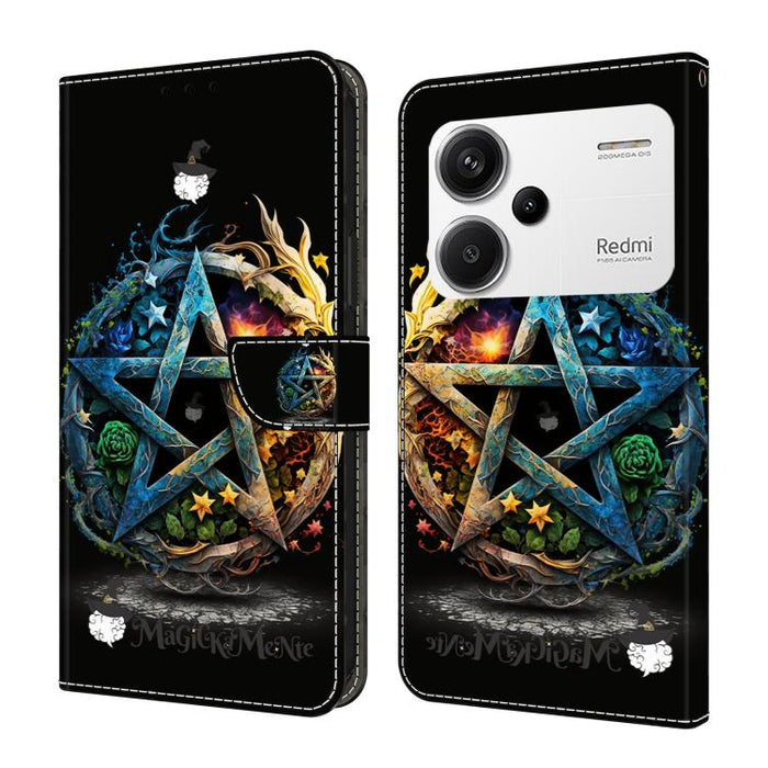 Funda para teléfono de cuero vegano pintado con efecto cristal, For Redmi K70E / Poco X6 Pro, For Redmi Note 13 5G, For Redmi Note 13 Pro+, For Redmi Note 13 Pro 5G