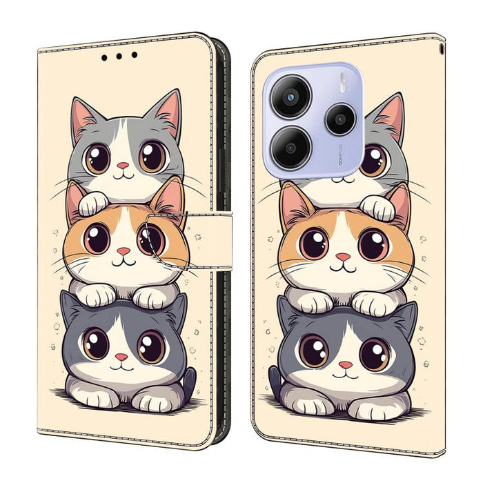 Funda para teléfono de cuero vegano pintado con efecto cristal, For Redmi Note 14 Pro 4G, For Redmi Note 14 4G 163.25mm, For Redmi Note 14 5G, For Redmi Note 14 Pro 5G, For Redmi 14C 4G, For Redmi Note 13 Pro 4G, For Redmi Note 13 4G, For Redmi 13C 4G 5G