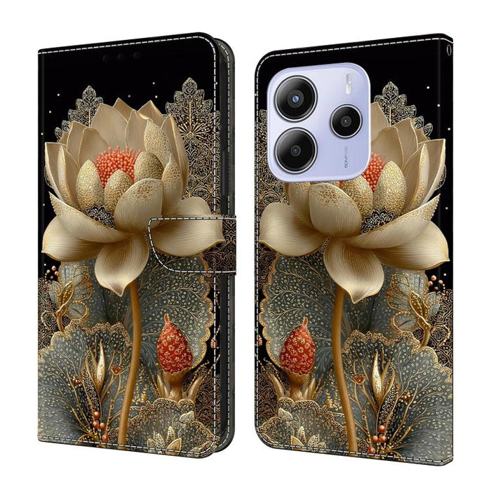 Funda para teléfono de cuero vegano pintado con efecto cristal, For Redmi Note 14 Pro 4G, For Redmi Note 14 4G 163.25mm, For Redmi Note 14 5G, For Redmi Note 14 Pro 5G, For Redmi 14C 4G, For Redmi Note 13 Pro 4G, For Redmi Note 13 4G, For Redmi 13C 4G 5G