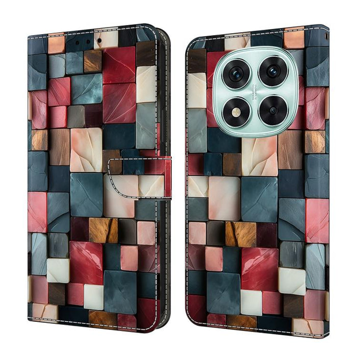 Funda para teléfono de cuero vegano pintado con efecto cristal, For Redmi Note 14 Pro 4G, For Redmi Note 14 4G 163.25mm, For Redmi Note 14 5G, For Redmi Note 14 Pro 5G, For Redmi 14C 4G, For Redmi Note 13 Pro 4G, For Redmi Note 13 4G, For Redmi 13C 4G 5G
