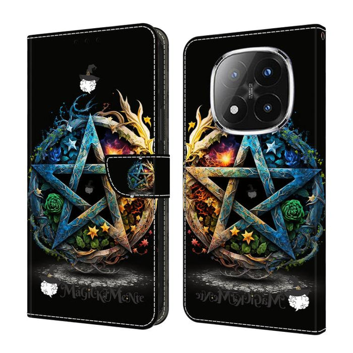 Funda para teléfono de cuero vegano pintado con efecto cristal, For Redmi Note 14 Pro 4G, For Redmi Note 14 4G 163.25mm, For Redmi Note 14 5G, For Redmi Note 14 Pro 5G, For Redmi 14C 4G, For Redmi Note 13 Pro 4G, For Redmi Note 13 4G, For Redmi 13C 4G 5G
