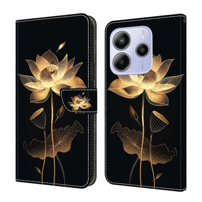 Funda para teléfono de cuero vegano pintado con efecto cristal, For Redmi Note 14 Pro 4G, For Redmi Note 14 4G 163.25mm, For Redmi Note 14 5G, For Redmi Note 14 Pro 5G, For Redmi 14C 4G, For Redmi Note 13 Pro 4G, For Redmi Note 13 4G, For Redmi 13C 4G 5G