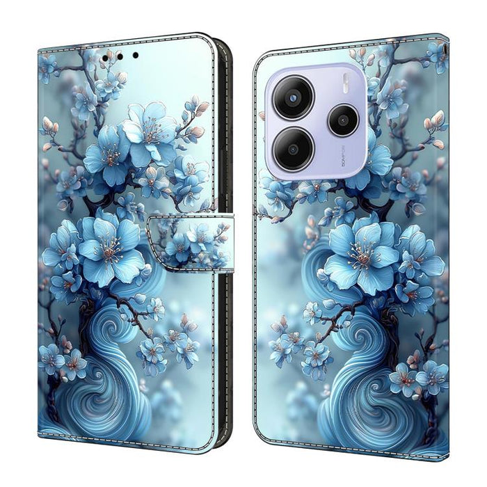 Funda para teléfono de cuero vegano pintado con efecto cristal, For Redmi Note 14 Pro 4G, For Redmi Note 14 4G 163.25mm, For Redmi Note 14 5G, For Redmi Note 14 Pro 5G, For Redmi 14C 4G, For Redmi Note 13 Pro 4G, For Redmi Note 13 4G, For Redmi 13C 4G 5G
