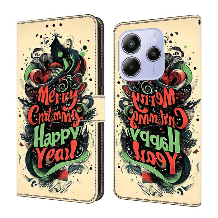 Funda para teléfono de cuero vegano pintado con efecto cristal, For Redmi Note 14 Pro 4G, For Redmi Note 14 4G 163.25mm, For Redmi Note 14 5G, For Redmi Note 14 Pro 5G, For Redmi 14C 4G, For Redmi Note 13 Pro 4G, For Redmi Note 13 4G, For Redmi 13C 4G 5G