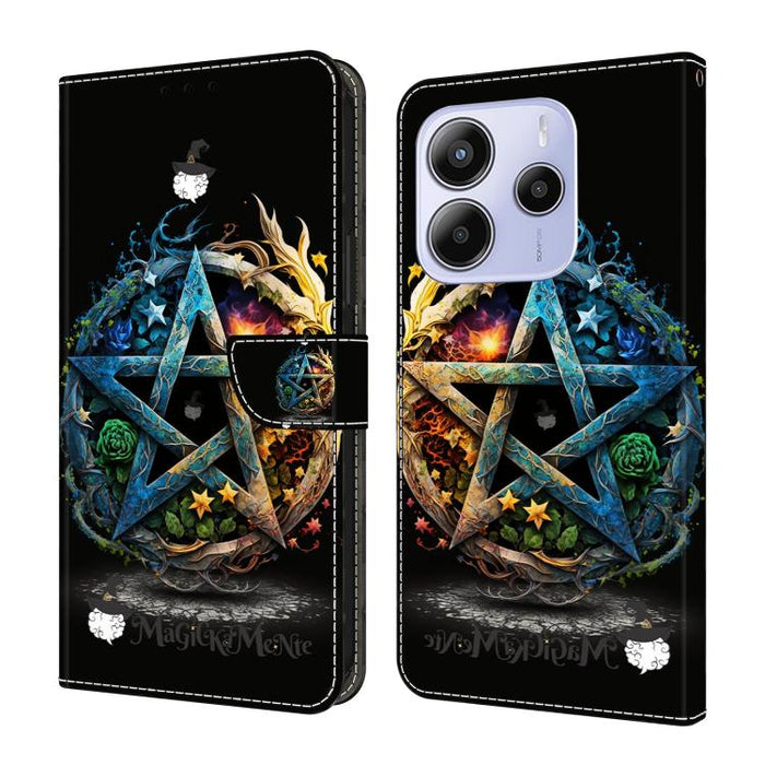 Funda para teléfono de cuero vegano pintado con efecto cristal, For Redmi Note 14 Pro 4G, For Redmi Note 14 4G 163.25mm, For Redmi Note 14 5G, For Redmi Note 14 Pro 5G, For Redmi 14C 4G, For Redmi Note 13 Pro 4G, For Redmi Note 13 4G, For Redmi 13C 4G 5G