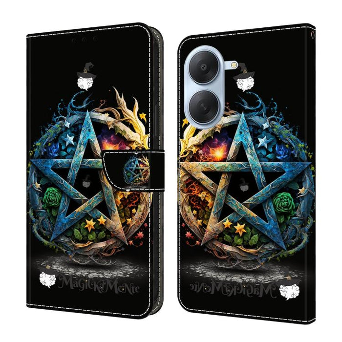 Funda para teléfono de cuero vegano pintado con efecto cristal, For Redmi Note 14 Pro 4G, For Redmi Note 14 4G 163.25mm, For Redmi Note 14 5G, For Redmi Note 14 Pro 5G, For Redmi 14C 4G, For Redmi Note 13 Pro 4G, For Redmi Note 13 4G, For Redmi 13C 4G 5G