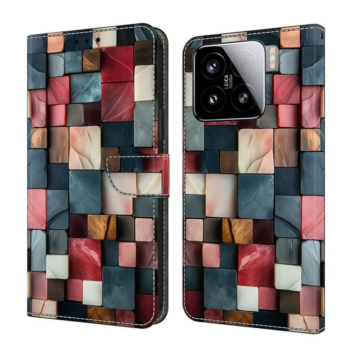 Funda para teléfono de cuero vegano pintado con efecto cristal, For Xiaomi 15T Pro, For Xiaomi 15T, For Xiaomi 15 Pro, For Xiaomi 15