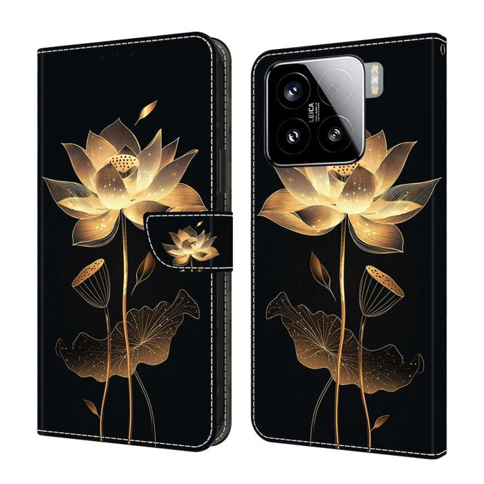 Funda para teléfono de cuero vegano pintado con efecto cristal, For Xiaomi 15T Pro, For Xiaomi 15T, For Xiaomi 15 Pro, For Xiaomi 15