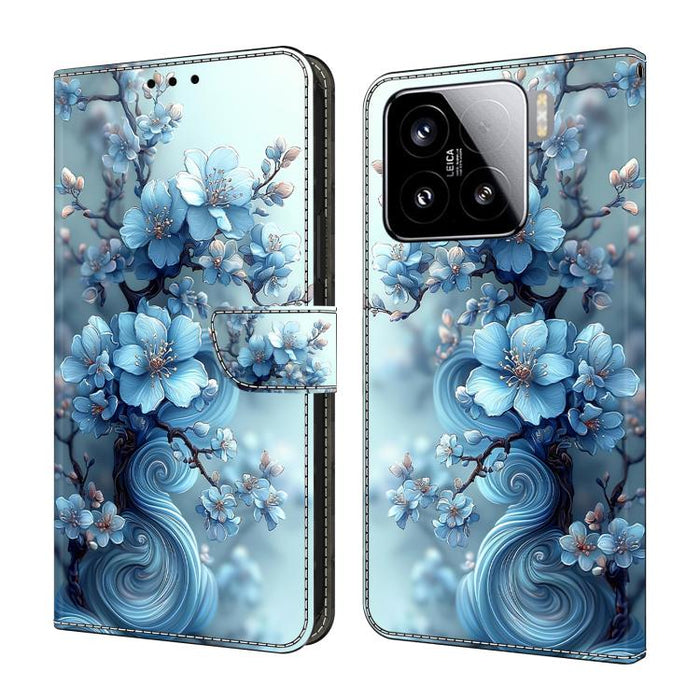 Funda para teléfono de cuero vegano pintado con efecto cristal, For Xiaomi 15T Pro, For Xiaomi 15T, For Xiaomi 15 Pro, For Xiaomi 15