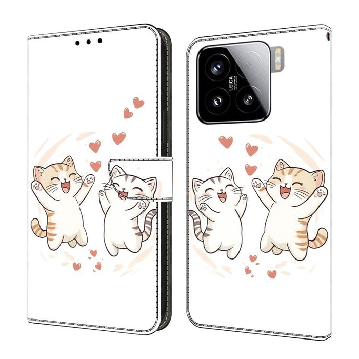 Funda para teléfono de cuero vegano pintado con efecto cristal, For Xiaomi 15T Pro, For Xiaomi 15T, For Xiaomi 15 Pro, For Xiaomi 15