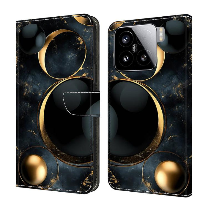 Funda para teléfono de cuero vegano pintado con efecto cristal, For Xiaomi 15T Pro, For Xiaomi 15T, For Xiaomi 15 Pro, For Xiaomi 15