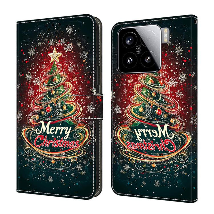 Funda para teléfono de cuero vegano pintado con efecto cristal, For Xiaomi 15T Pro, For Xiaomi 15T, For Xiaomi 15 Pro, For Xiaomi 15