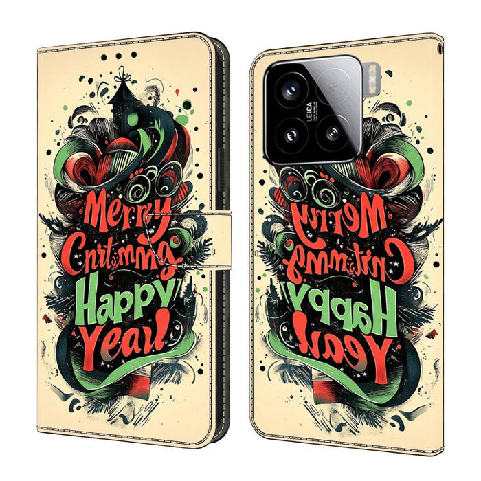 Funda para teléfono de cuero vegano pintado con efecto cristal, For Xiaomi 15T Pro, For Xiaomi 15T, For Xiaomi 15 Pro, For Xiaomi 15
