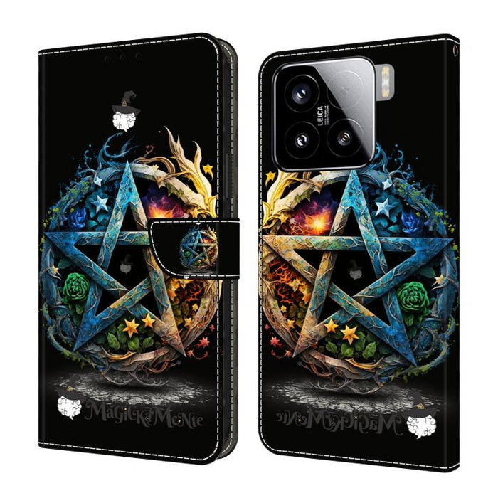 Funda para teléfono de cuero vegano pintado con efecto cristal, For Xiaomi 15T Pro, For Xiaomi 15T, For Xiaomi 15 Pro, For Xiaomi 15