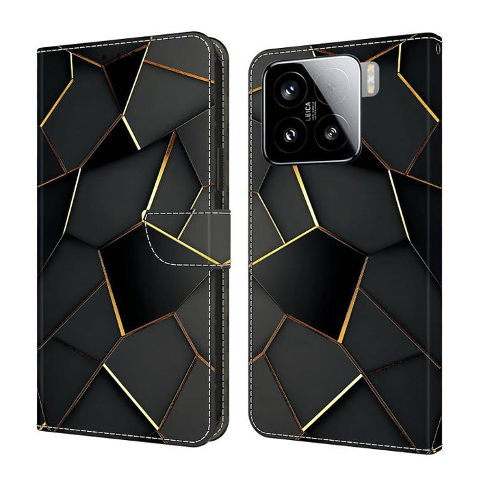 Funda para teléfono de cuero vegano pintado con efecto cristal, For Xiaomi 15T Pro, For Xiaomi 15T, For Xiaomi 15 Pro, For Xiaomi 15