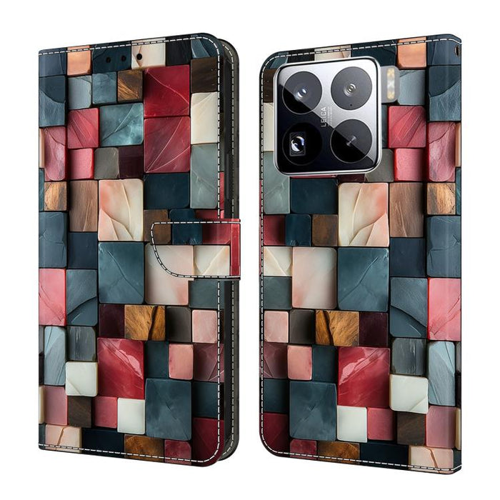 Funda para teléfono de cuero vegano pintado con efecto cristal, For Xiaomi 15T Pro, For Xiaomi 15T, For Xiaomi 15 Pro, For Xiaomi 15