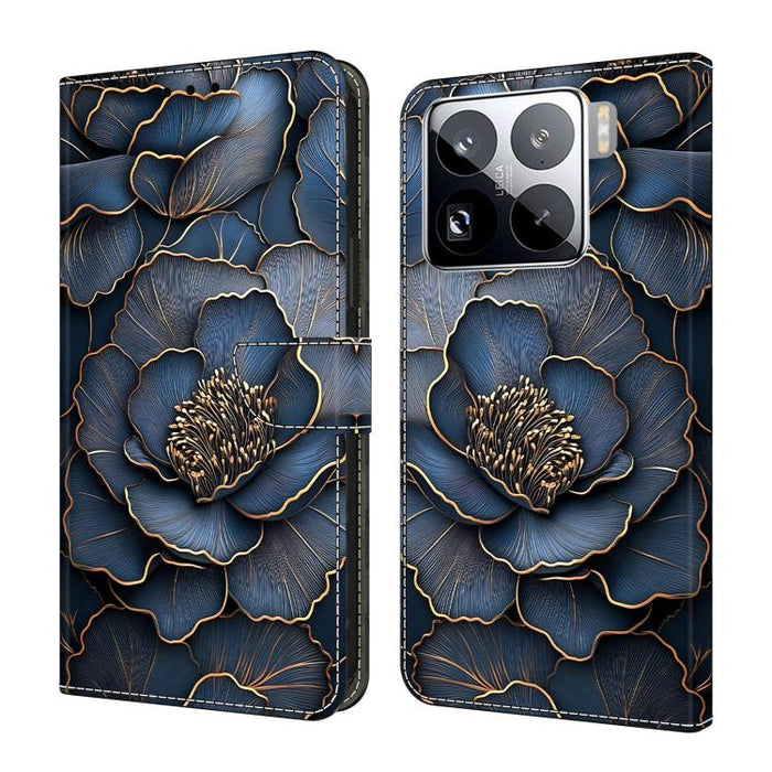 Funda para teléfono de cuero vegano pintado con efecto cristal, For Xiaomi 15T Pro, For Xiaomi 15T, For Xiaomi 15 Pro, For Xiaomi 15