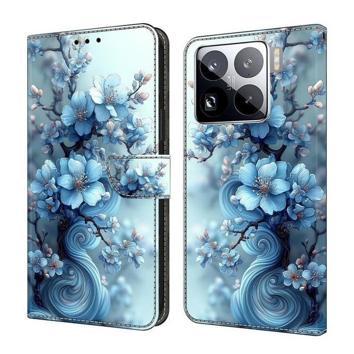 Funda para teléfono de cuero vegano pintado con efecto cristal, For Xiaomi 15T Pro, For Xiaomi 15T, For Xiaomi 15 Pro, For Xiaomi 15