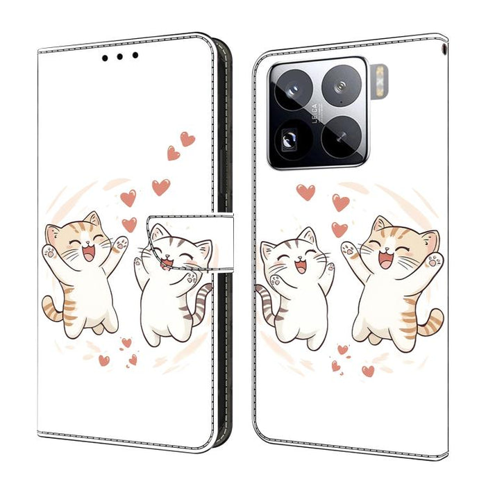 Funda para teléfono de cuero vegano pintado con efecto cristal, For Xiaomi 15T Pro, For Xiaomi 15T, For Xiaomi 15 Pro, For Xiaomi 15