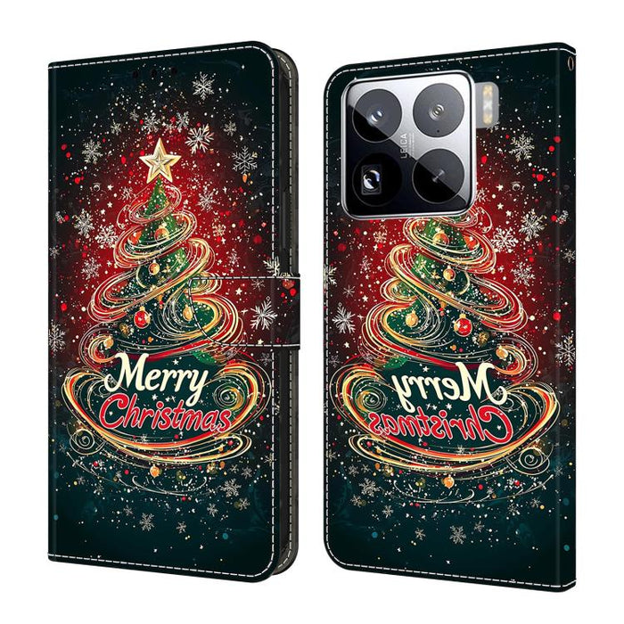 Funda para teléfono de cuero vegano pintado con efecto cristal, For Xiaomi 15T Pro, For Xiaomi 15T, For Xiaomi 15 Pro, For Xiaomi 15