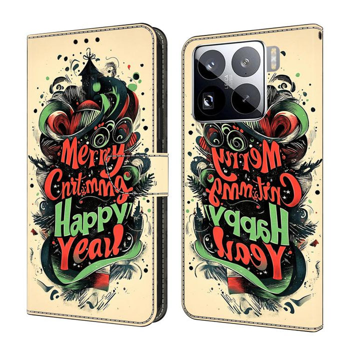 Funda para teléfono de cuero vegano pintado con efecto cristal, For Xiaomi 15T Pro, For Xiaomi 15T, For Xiaomi 15 Pro, For Xiaomi 15