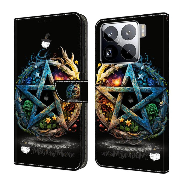 Funda para teléfono de cuero vegano pintado con efecto cristal, For Xiaomi 15T Pro, For Xiaomi 15T, For Xiaomi 15 Pro, For Xiaomi 15