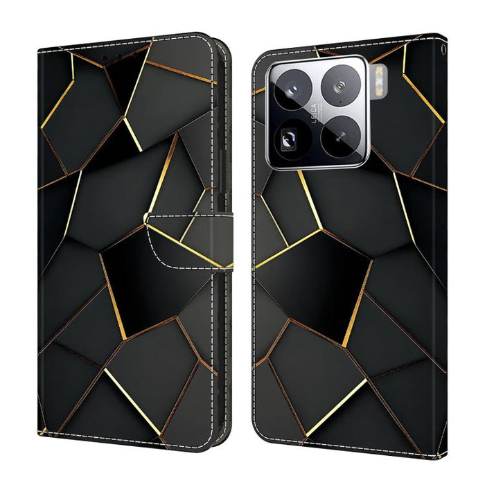 Funda para teléfono de cuero vegano pintado con efecto cristal, For Xiaomi 15T Pro, For Xiaomi 15T, For Xiaomi 15 Pro, For Xiaomi 15