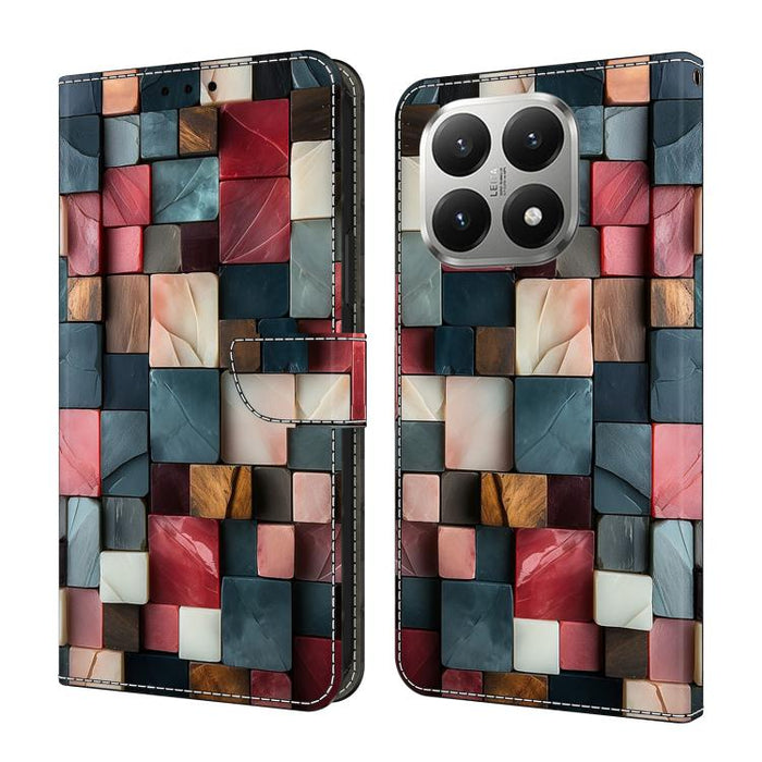 Funda para teléfono de cuero vegano pintado con efecto cristal, For Xiaomi 15T Pro, For Xiaomi 15T, For Xiaomi 15 Pro, For Xiaomi 15