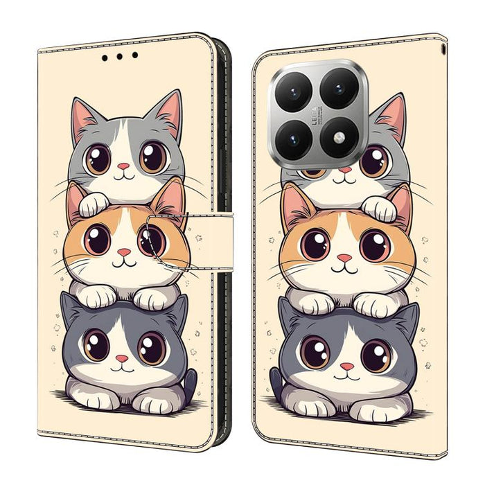 Funda para teléfono de cuero vegano pintado con efecto cristal, For Xiaomi 15T Pro, For Xiaomi 15T, For Xiaomi 15 Pro, For Xiaomi 15
