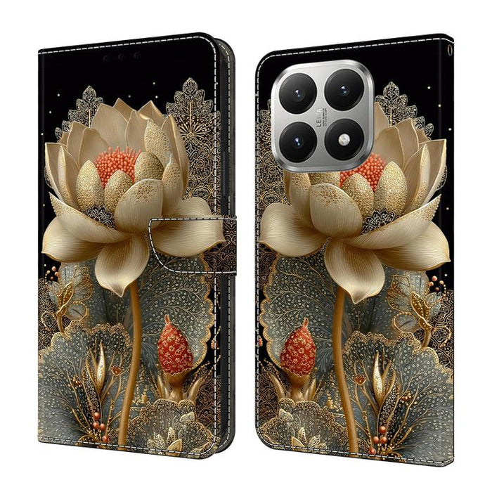 Funda para teléfono de cuero vegano pintado con efecto cristal, For Xiaomi 15T Pro, For Xiaomi 15T, For Xiaomi 15 Pro, For Xiaomi 15