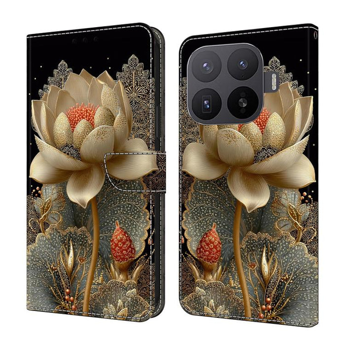 Funda para teléfono de cuero vegano pintado con efecto cristal, For Xiaomi 15T Pro, For Xiaomi 15T, For Xiaomi 15 Pro, For Xiaomi 15