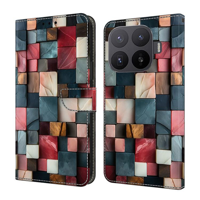 Funda para teléfono de cuero vegano pintado con efecto cristal, For Xiaomi 15T Pro, For Xiaomi 15T, For Xiaomi 15 Pro, For Xiaomi 15