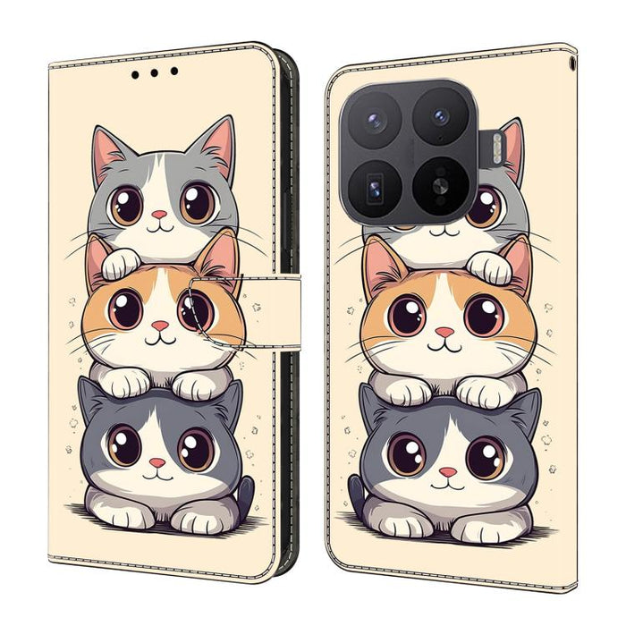 Funda para teléfono de cuero vegano pintado con efecto cristal, For Xiaomi 15T Pro, For Xiaomi 15T, For Xiaomi 15 Pro, For Xiaomi 15