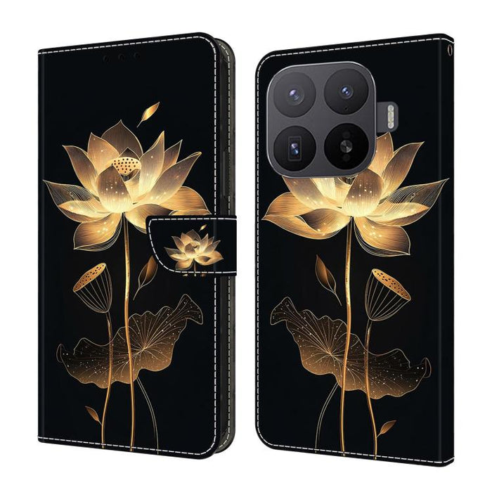 Funda para teléfono de cuero vegano pintado con efecto cristal, For Xiaomi 15T Pro, For Xiaomi 15T, For Xiaomi 15 Pro, For Xiaomi 15
