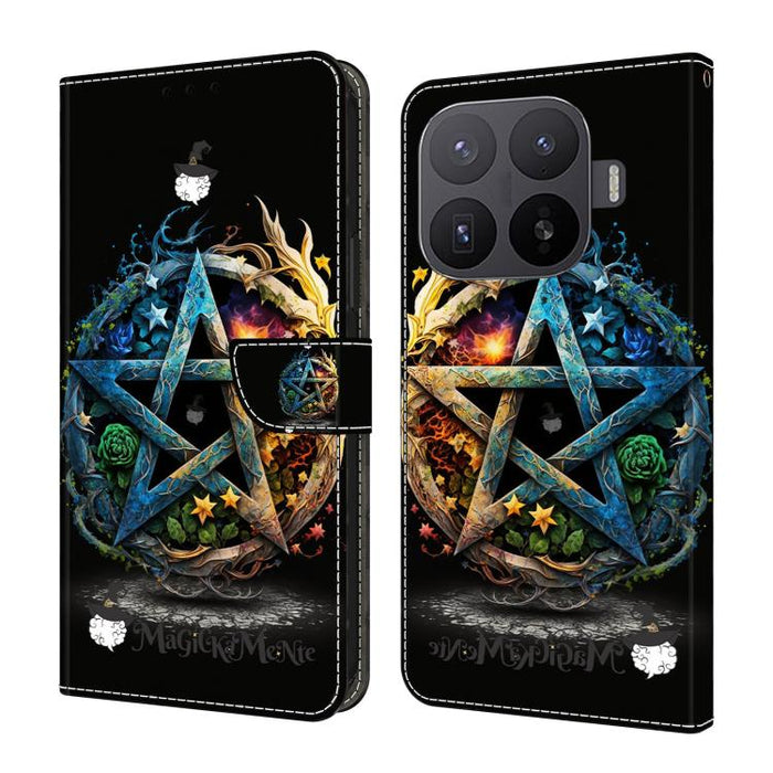 Funda para teléfono de cuero vegano pintado con efecto cristal, For Xiaomi 15T Pro, For Xiaomi 15T, For Xiaomi 15 Pro, For Xiaomi 15