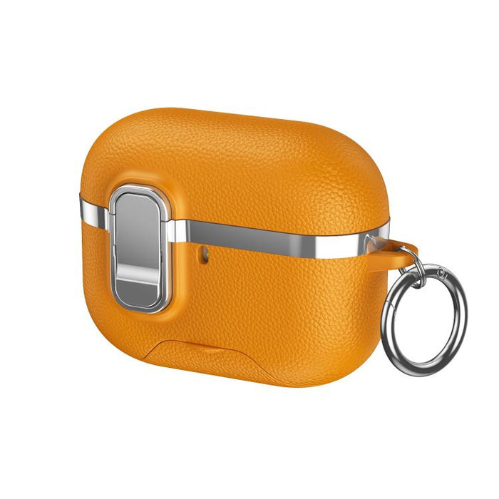 Soporte oculto. Funda protectora para auriculares inalámbricos con textura de cuero vegano galvanizado., For AirPods Pro 3, For AirPods Pro 2, For AirPods Pro