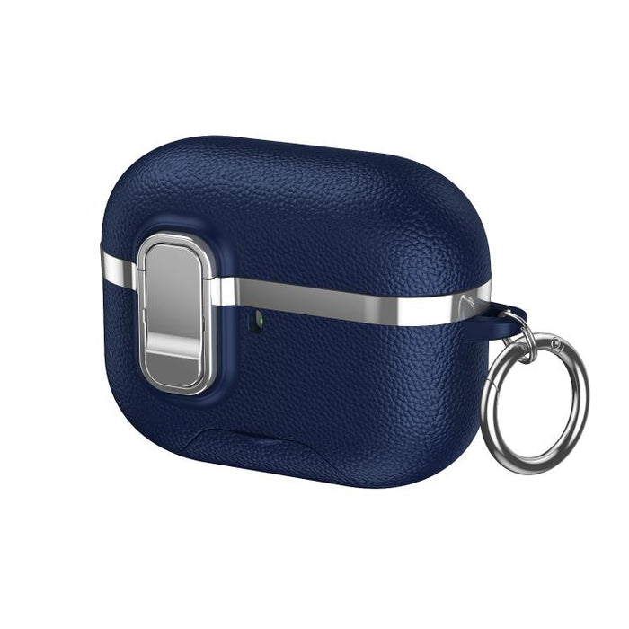 Soporte oculto. Funda protectora para auriculares inalámbricos con textura de cuero vegano galvanizado., For AirPods Pro 3, For AirPods Pro 2, For AirPods Pro
