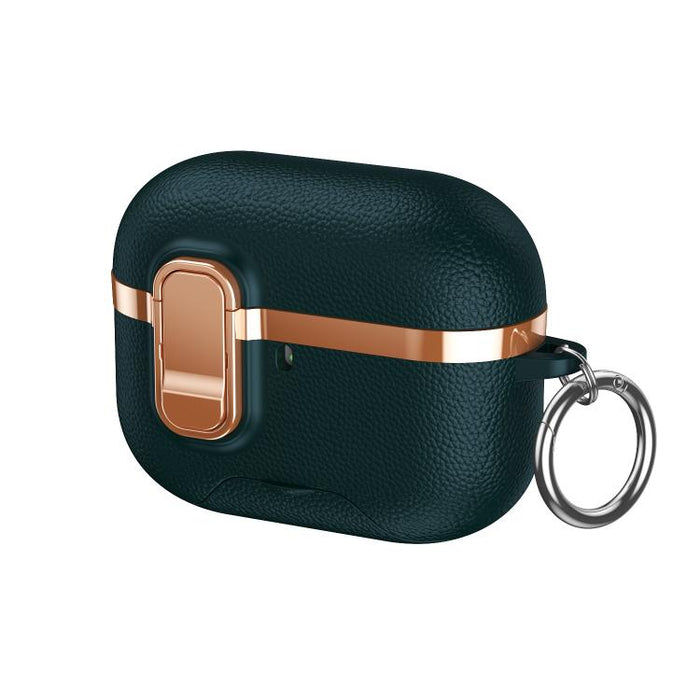 Soporte oculto. Funda protectora para auriculares inalámbricos con textura de cuero vegano galvanizado., For AirPods Pro 3, For AirPods Pro 2, For AirPods Pro