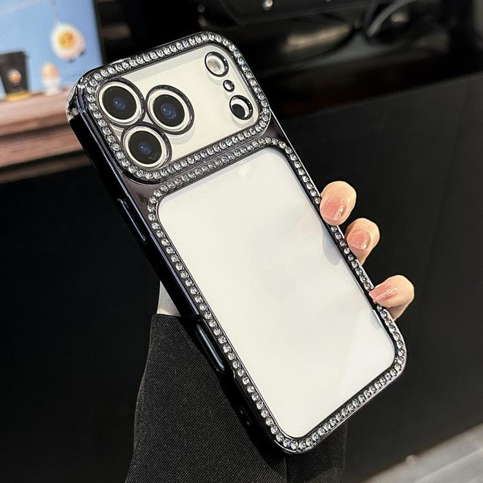 Funda para teléfono híbrida de PC y TPU con diamantes de imitación y galvanoplastia, For iPhone 17 Pro Max, For iPhone 17 Pro