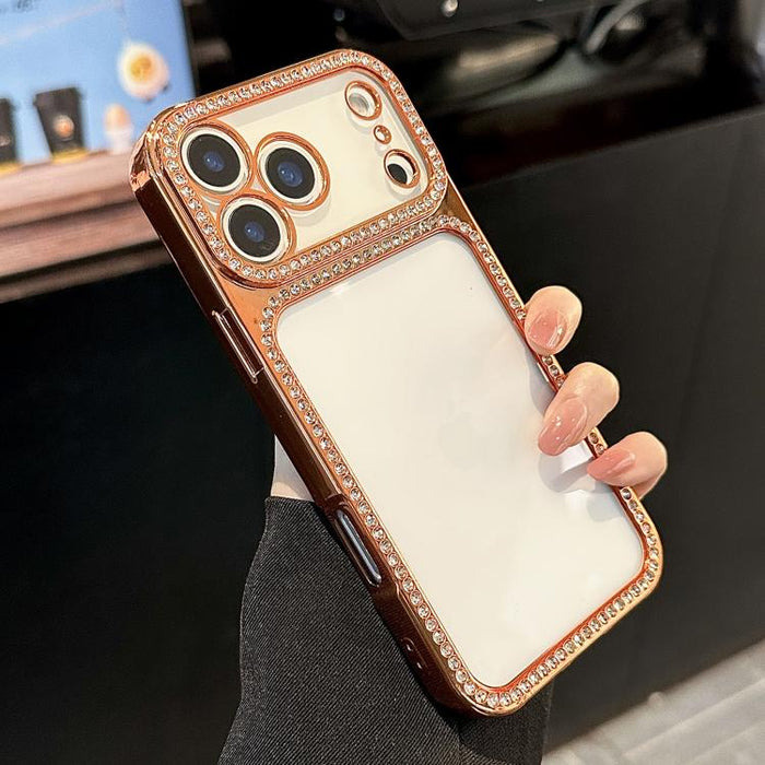 Funda para teléfono híbrida de PC y TPU con diamantes de imitación y galvanoplastia, For iPhone 17 Pro Max, For iPhone 17 Pro