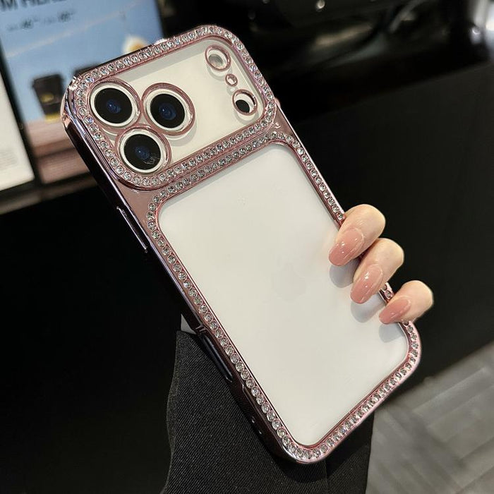 Funda para teléfono híbrida de PC y TPU con diamantes de imitación y galvanoplastia, For iPhone 17 Pro Max, For iPhone 17 Pro