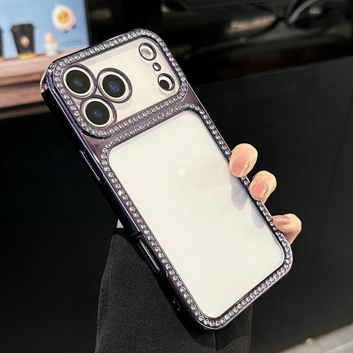 Funda para teléfono híbrida de PC y TPU con diamantes de imitación y galvanoplastia, For iPhone 17 Pro Max, For iPhone 17 Pro