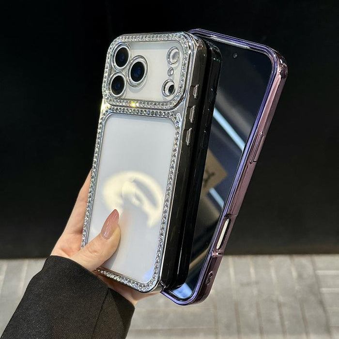 Funda para teléfono híbrida de PC y TPU con diamantes de imitación y galvanoplastia, For iPhone 17 Pro Max, For iPhone 17 Pro