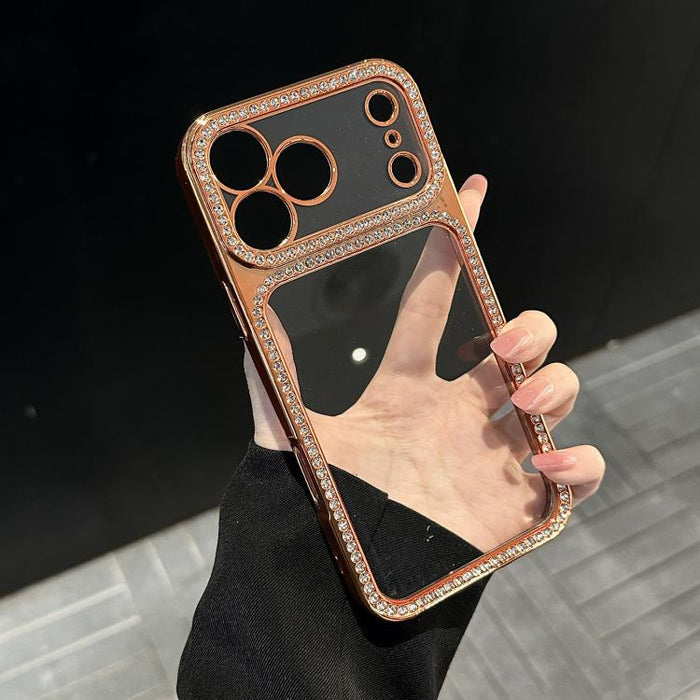 Funda para teléfono híbrida de PC y TPU con diamantes de imitación y galvanoplastia, For iPhone 17 Pro Max, For iPhone 17 Pro